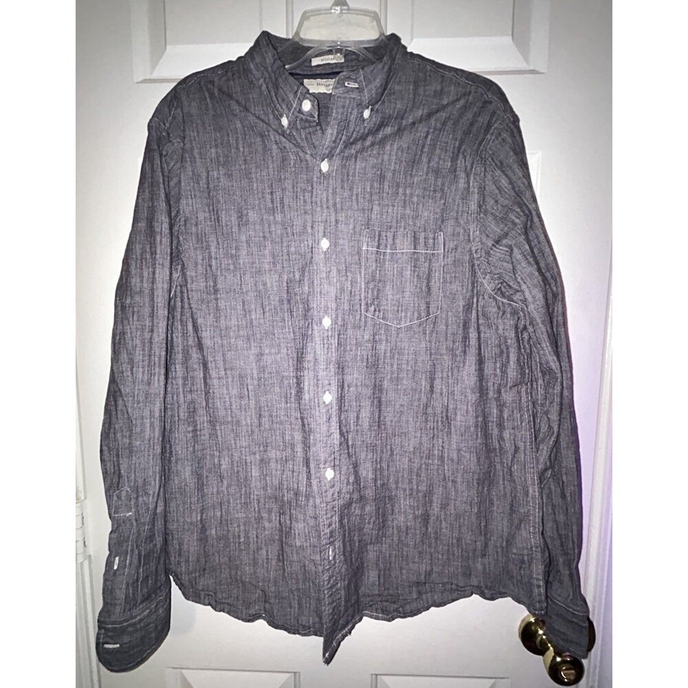 Hawker Rye Mens Regular Fit Stretch Button-Down Long Sleeve Shirt Gray XL